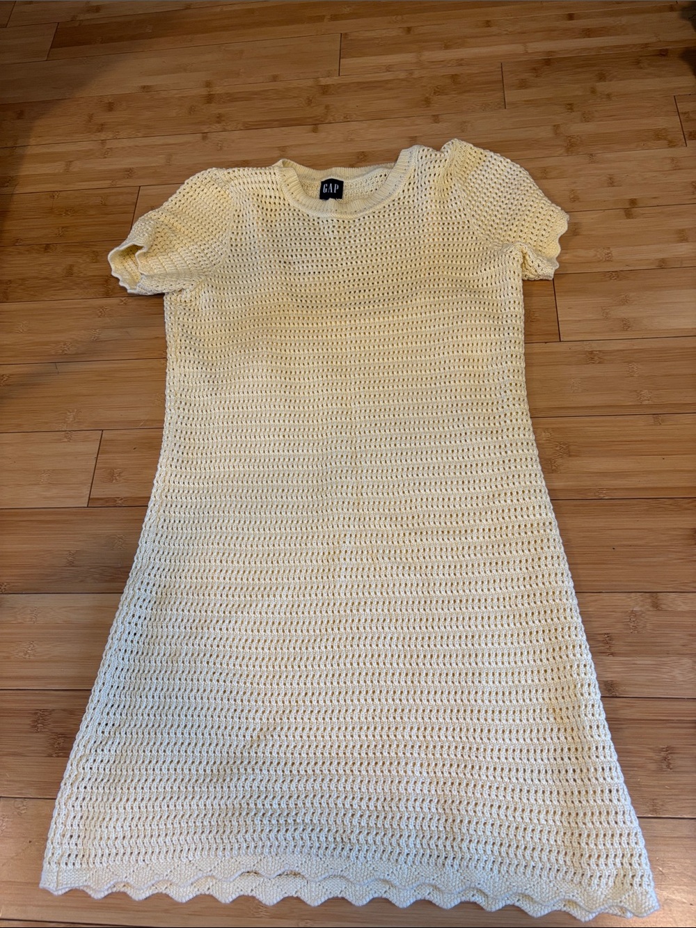 GAP Women’s pastel Yellow Crochet Short Sleeve Dress